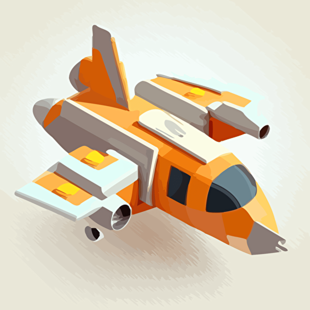 space ship from the Star Trek universe, top down, isometric, orange and grey, no background, isolated, minimalistic, vector