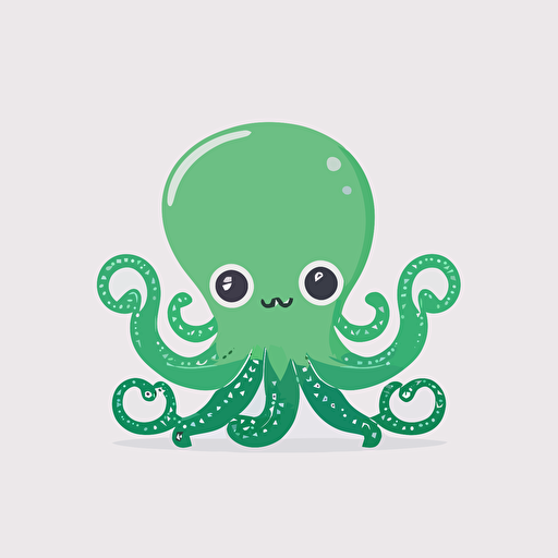octopus logo for kids' brand, simple, funny, vector, white background, two colors, read and green