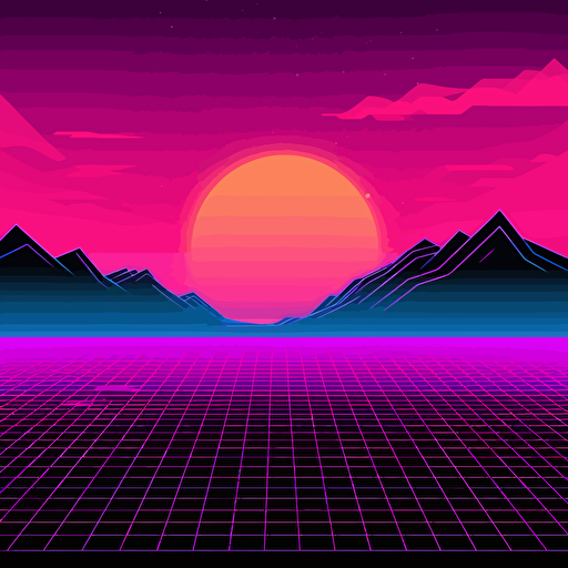 synthwave grid vector landscape