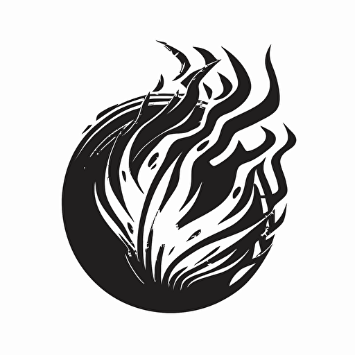simple flat logo of ice ball on fire, black and white vector style