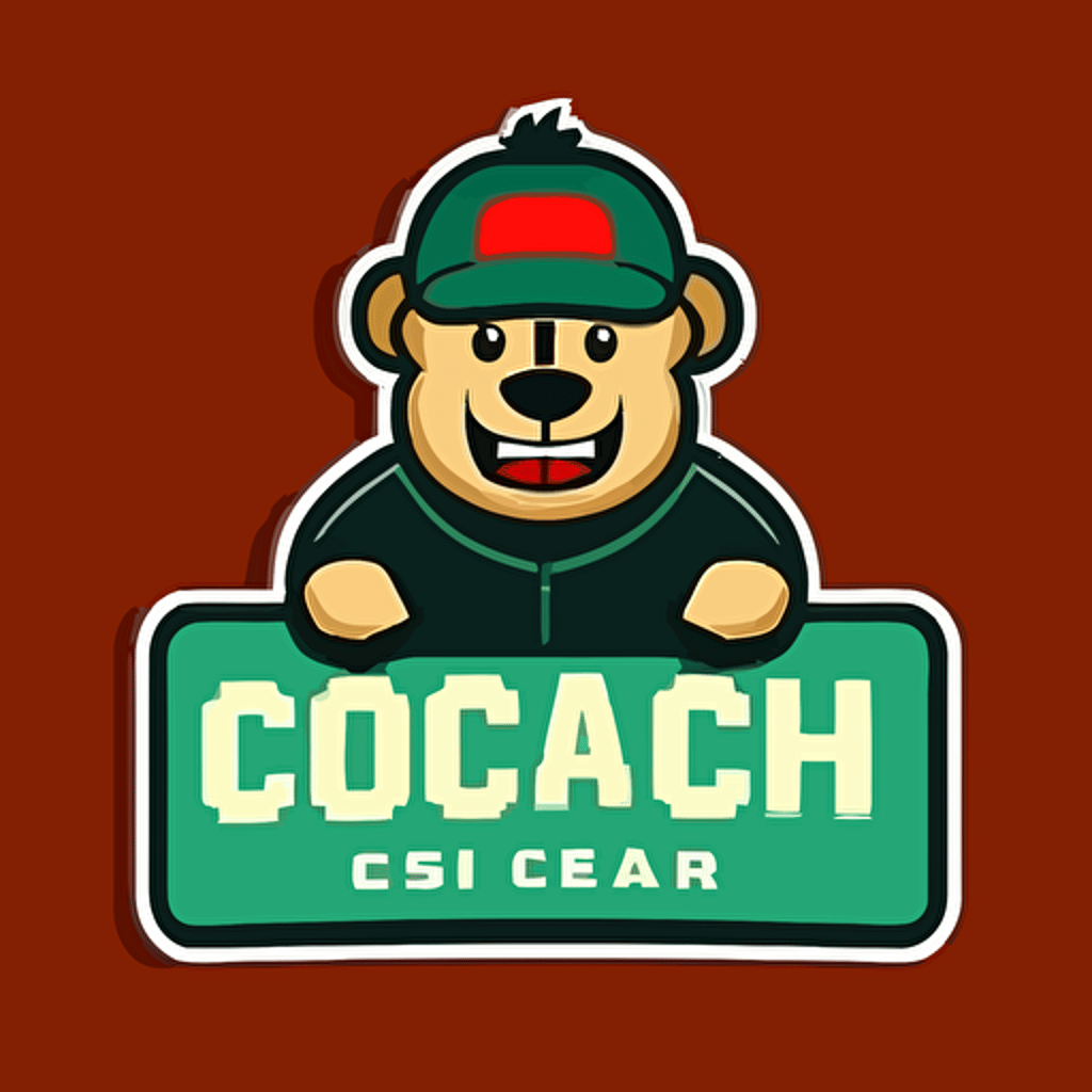 a sports mascot logo of "Coach is Back", simple, vector