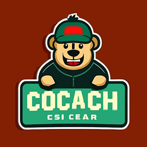 a sports mascot logo of "Coach is Back", simple, vector