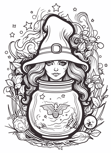 2d illustration, simple vector magic coloring page