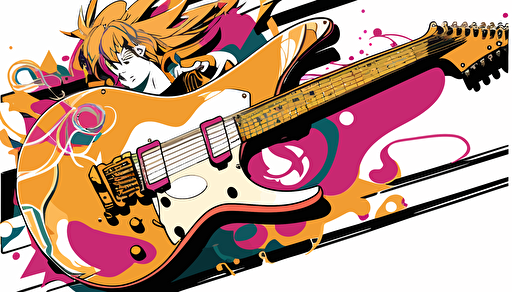 guitar,no background,anime style,comic,vector,