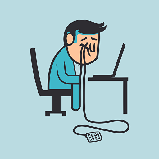 flat vector logo design person unplug ing thier neck from a computer cord