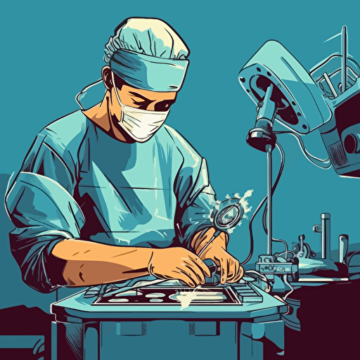 surgeon performing laparoscopic surgery, vector,