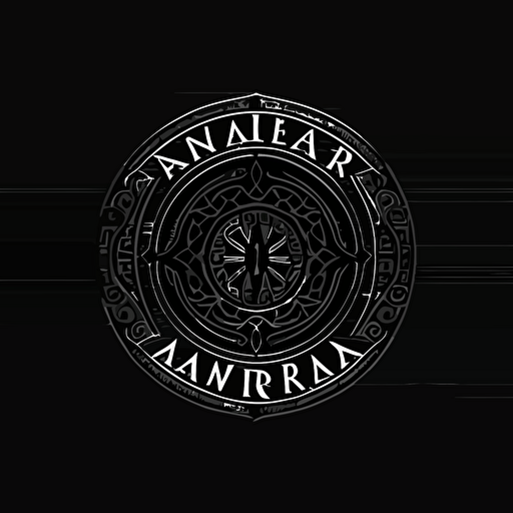 a simple, vector, minimal logo design for an artist called "Marekevada", black backround, cryptic
