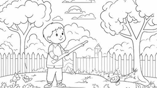 blank coloring sheet for children, vector art, white background, outdoor animations