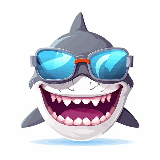 vector illustration of a smiling shark wearing dark shaded sunglasses so you can't see his eyes, white background
