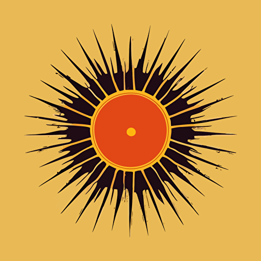 minimalist vector line logo of an orange sun in the style of Saul Bass