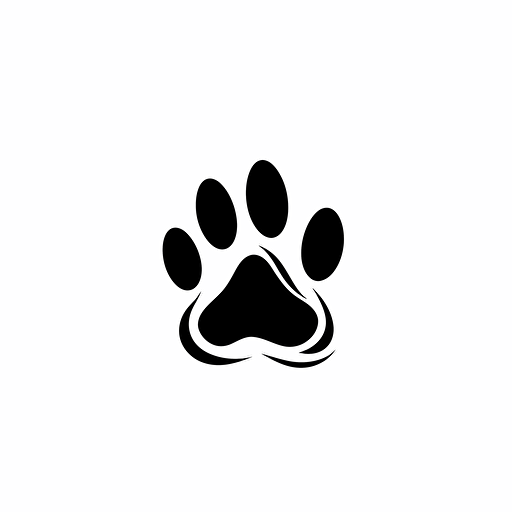 wisdom dog footprint illustration, minimal, outline strokes only, black and white, logo, vector, minimallistic, white background