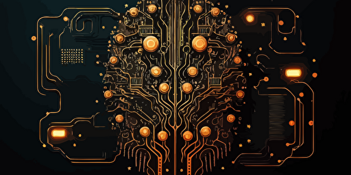 artificial intelligence, neural network, technology, circuits, high tech, flat vector