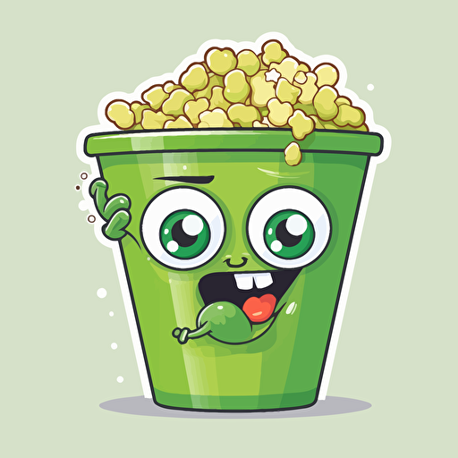sticker design, super cute pixar pickle and pixar tub of popcorn, vector