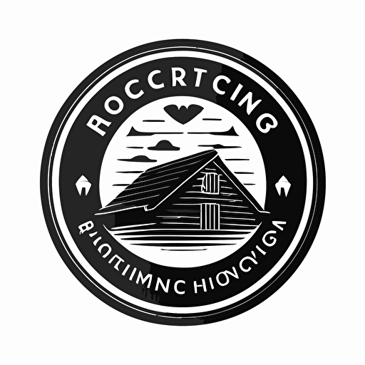 modern, soft, round iconic logo of roofing construction black vector, on white background