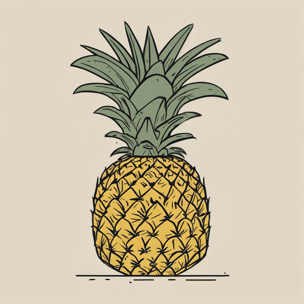 a pineapple, illustration in the style of Matt Blease, illustration, flat, simple, vector