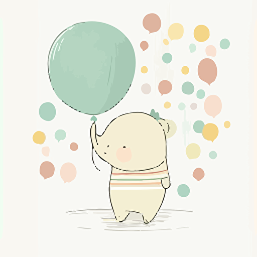 illustration of balloon, birthday, cute, pastel color, vector