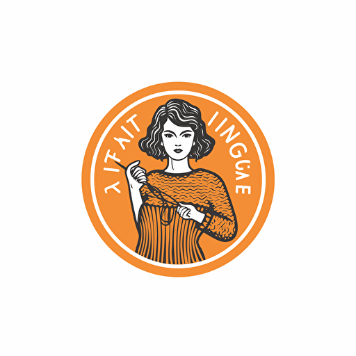 Logo for knitting company, orange color, vector style, logo style, white background, No text, png