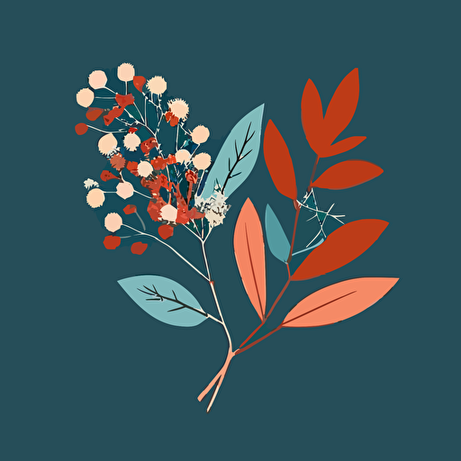 simple minimal vector australian native flower blossom and leaves on blue background 3 colors ar