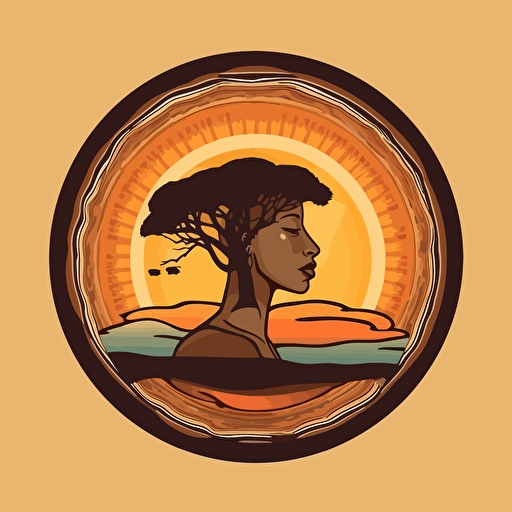 Africa, Sticker, chill, warm colours, contour, vector