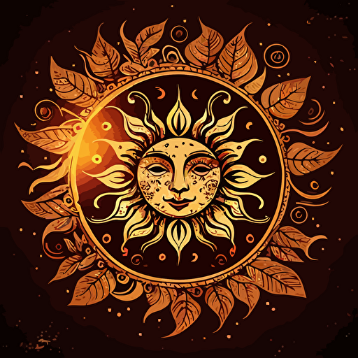 boho sun vectorial style design