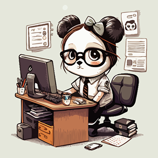 office panda girl vector