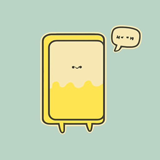 vector sticker design, cute kawaii simple rectangle border, logo style pastel yellow toning