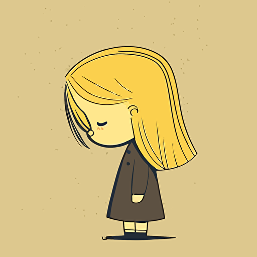 A minimalistic comic illustration depicting a sad little girl in a side facing view, with great detail in her face, flat vectors