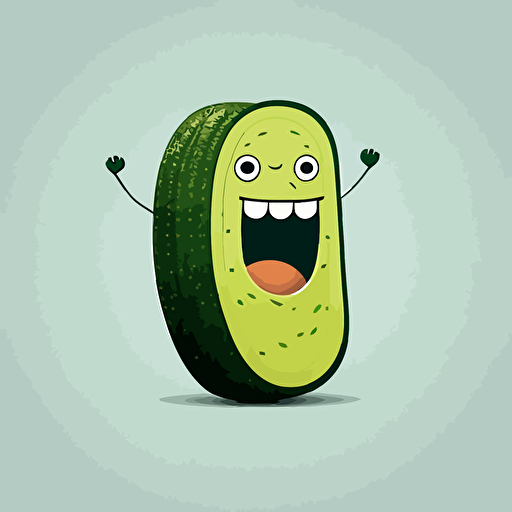 funny cucumber, kawai vector, very happy