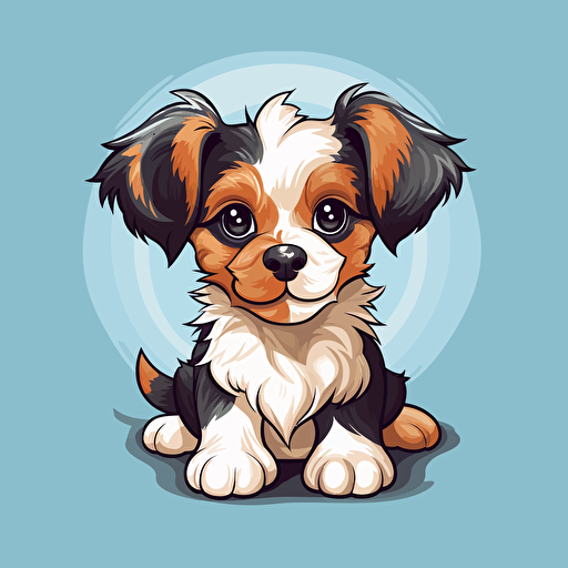 small dog illustrated vector 3 color cute modern