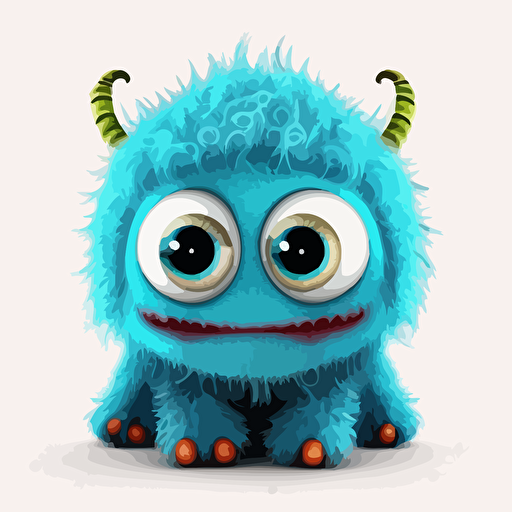 A saturated colorfull baby fur arab monster, goofy looking, smiling, white background, vector art , pixar style