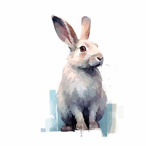 bunny, vector art, white backround, from the side