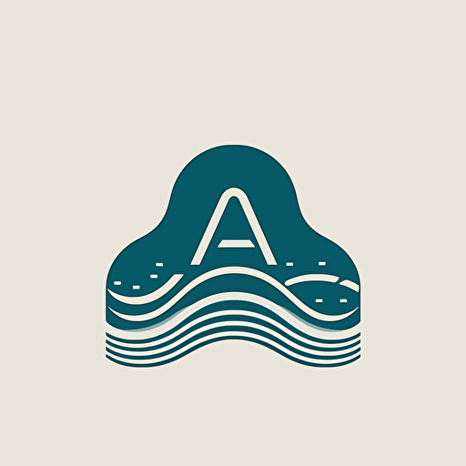 Letter A in waves minimal line, logo for furniture brand, abstract, flat, vector, Paul Rand.