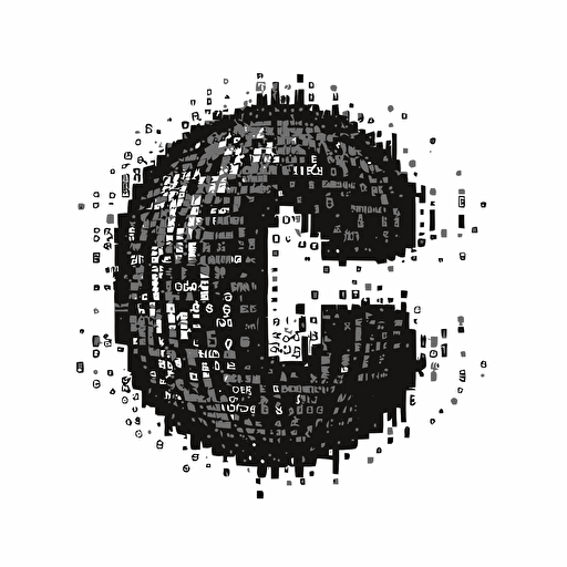 a futuristic pixel iconic logo containing alphabets such as O S M I Q U E, black vector on white background