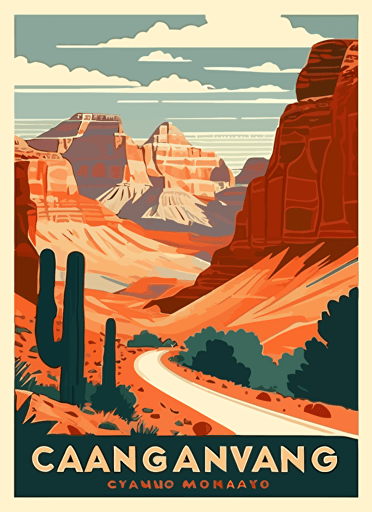 grand canyone travel poster, Vector flat illustration
