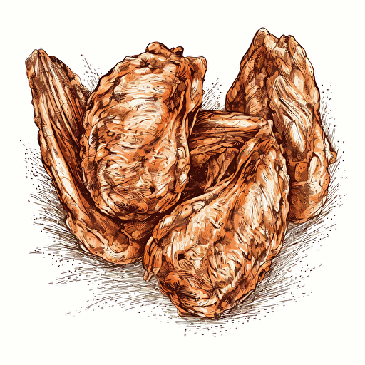 vector illustration of chicken wings, hand drawn, detailed