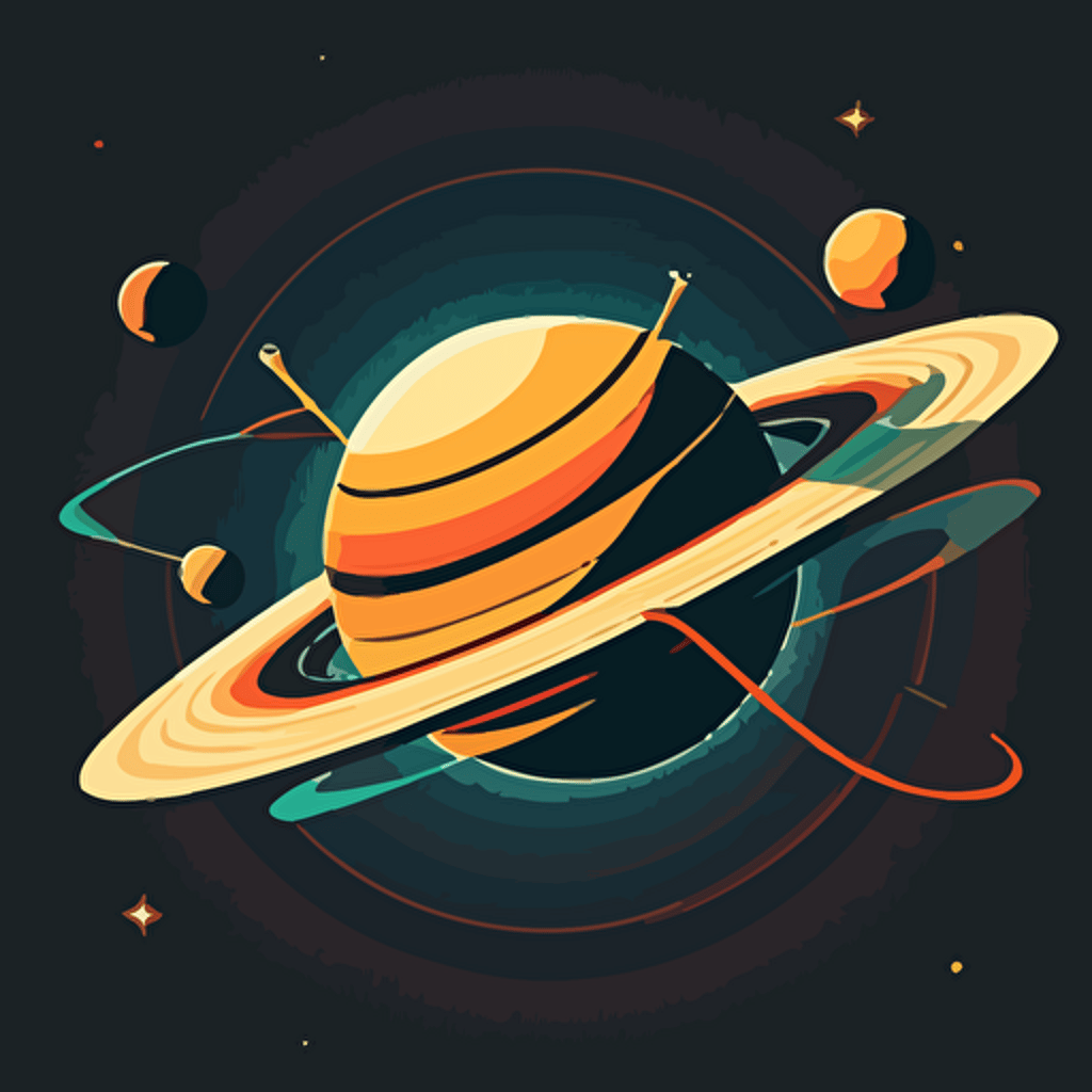 simple vector cartoon saturn in space