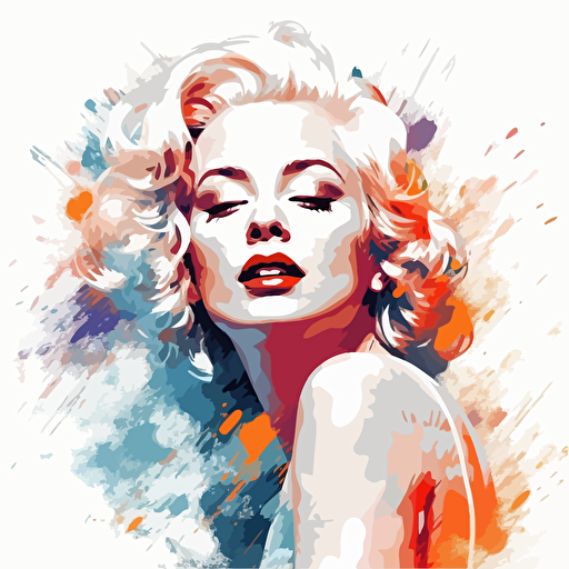 create a vector color art of Marilyn Monroe in a white dress