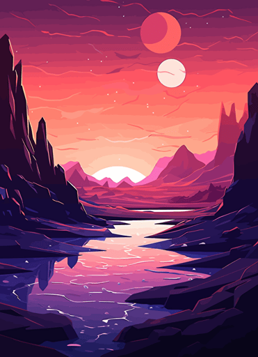 2d illustration, simple vector magic space landscape page