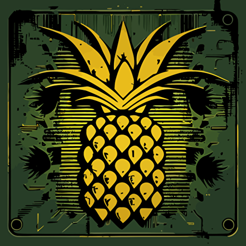 a simple logo in the style of vector art for an "astral pineapple", electronic circuitry::1