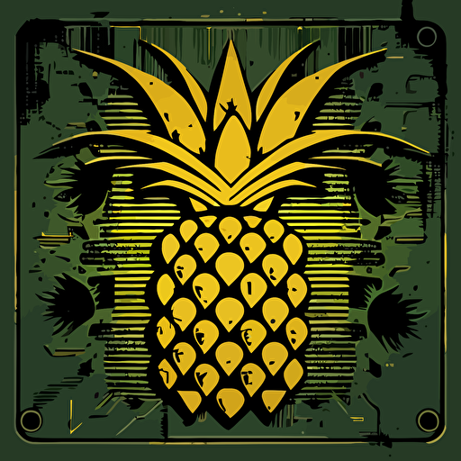 a simple logo in the style of vector art for an "astral pineapple", electronic circuitry::1