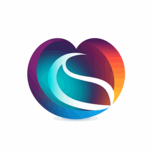 minimalistic heart shaped earth logo, vector gradient