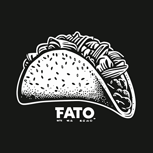taco vector drawing, simple outline, vector, clean, modern, hipster, black, white background, by Keith Herring