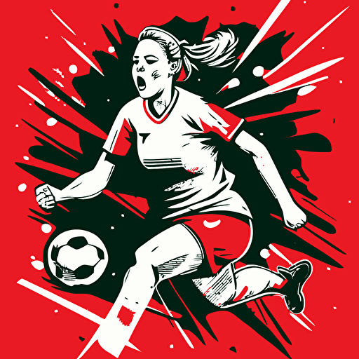 female footballer illustration vector friendly powerful stocky, vexel players, clean background