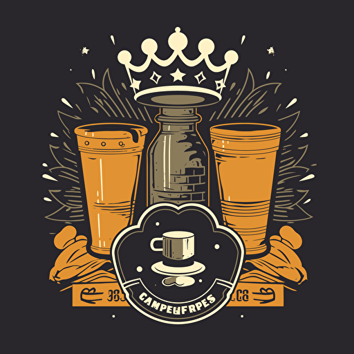vector based modern sports team logo with crowns and beers. Border