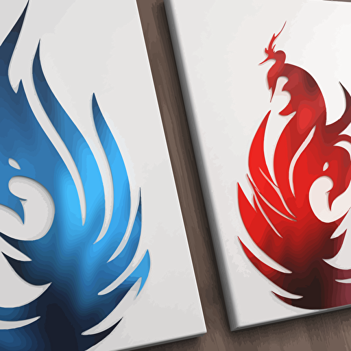 vector 2d logo sample fenix white, red and blue, in background white