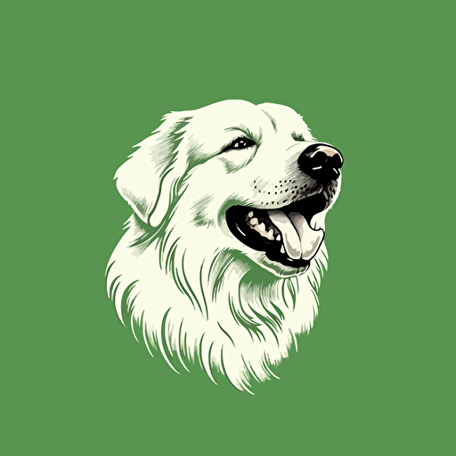 A vector logo of a great pyrenees, very simple, memorable, sincere, honest, wholesome, down-to-earth