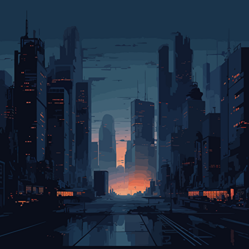 simple vector background cyberpunk cityscape far off background do not include anything in the foreground.