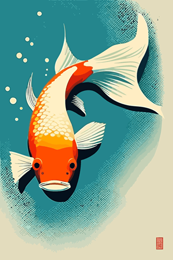 carp koi, vector illustration, minimalist, flat, 2d,