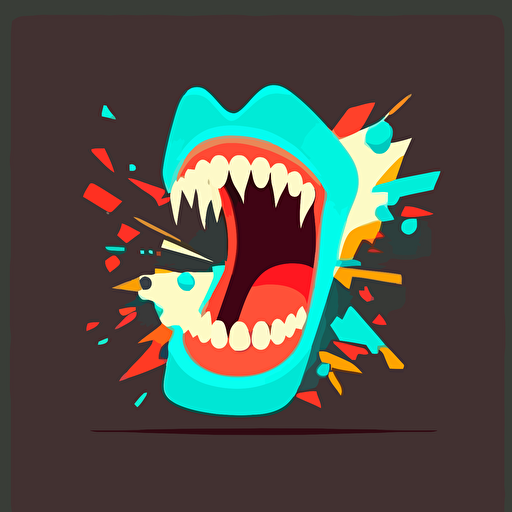 flat vector illustration of open mouth with teeth