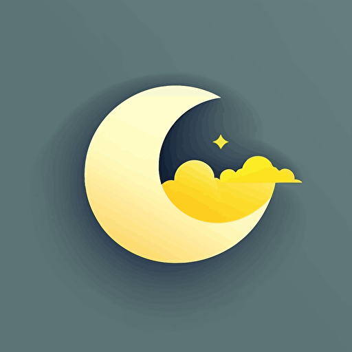 vector logo in shape of half moon, clouds, dreams, yellow, colorful, modern, minimalistic, no text